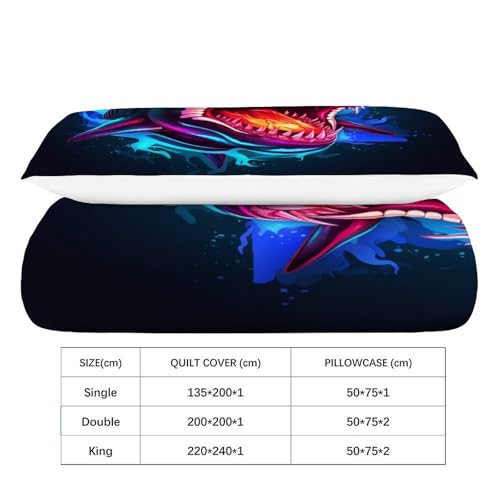 Housse de couette requin imprimé animal parure de lit 135x200 - 4