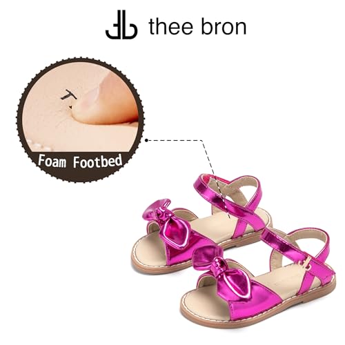 Image of THEE BRON Toddler Girls Sandals Wedding Flower Girl Dress Shoes Open Toe Flats