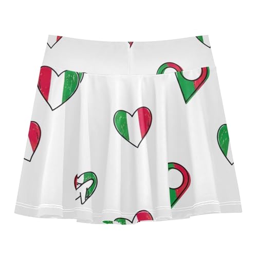 Joisal Funny Athletic Shorts for Girls Skorts Tennis Skirts for Kids Pleated Heart Italian Flag 4t2