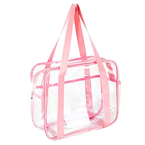 Hanbaili Trousse de Toilette Transparente,Trousse de Toilette Voyage, étanche Sac Cosmétiques PVC Multifonction Kit,Plastique étanche Fermeture Éclair cosmétiques Sac et Pochettes Rose