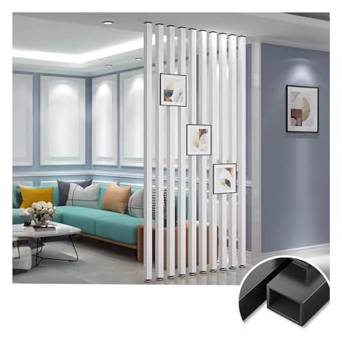 壁仕切りポストルームディバイダー、柱床から天井まで、調節可能な脚付き、プライバシースクリーンポスト屋内仕切りスクリーン金属スラット、パンチフリー取り付け(4 root,205cm/80.7in/6.72ft)