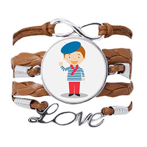 Bracelet corde tordue cuir noir et bleu mer design amour exclusif