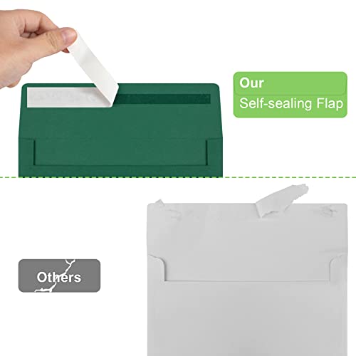 Image of 50 Packs 5x7 Envelopes, A7 5x7 Envelopes for Invitations, Printable Invitation Envelopes Self Seal for Weddings, Invitations, Photos, Greeting Cards, Mailing (Dark Green)