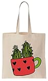 Duradero Lovely Baby Cactus In A Pink Mug Tote Bag Bolsos de Compras Reutilizables de Algodón