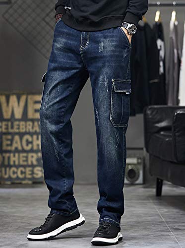 Men`s Cargo Jeans Regular Stretchy Motorcycle Distressed Denim Pants2