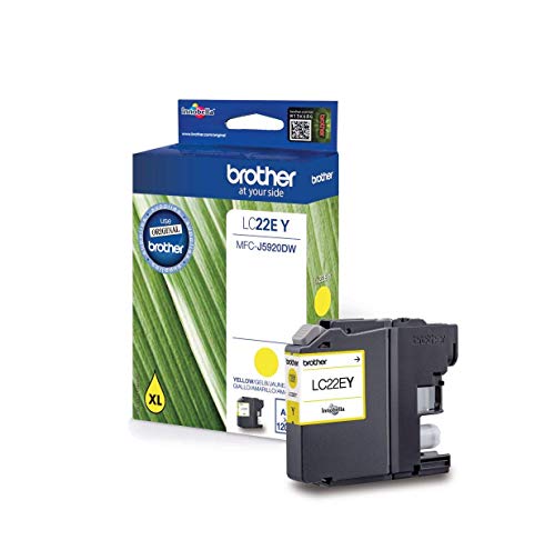 Brother LC-22EY Inkjet Cartridge, Yellow, Single Pack, Super High Yield, Includes 1 x Inkjet Cartridge, Genuine Supplies