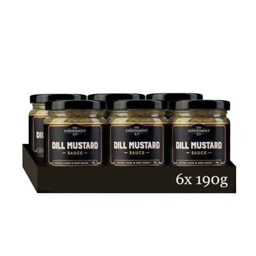 The Condiment Company Dill Mustard 190g, Mustard Sauce for Fish, Sandwiches, Dressings & Dips, Vegan Dill Sauce for salmon (Pack of 6)