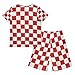 Wudan 2 Piece Boys Summer Short Sets Fashion Teen Boys Swimsuits Red White Checkboard 12Y