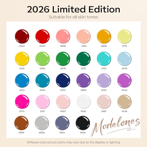 Image of modelones 32 PCS Gel Nail Polish Set, 28 Colors Nude Red Green Blue Gel Polish with No Wipe Base Coat, Glitter & Glossy & Matte Top Coat Soak Off LED Nail Art Kit Salon at Home