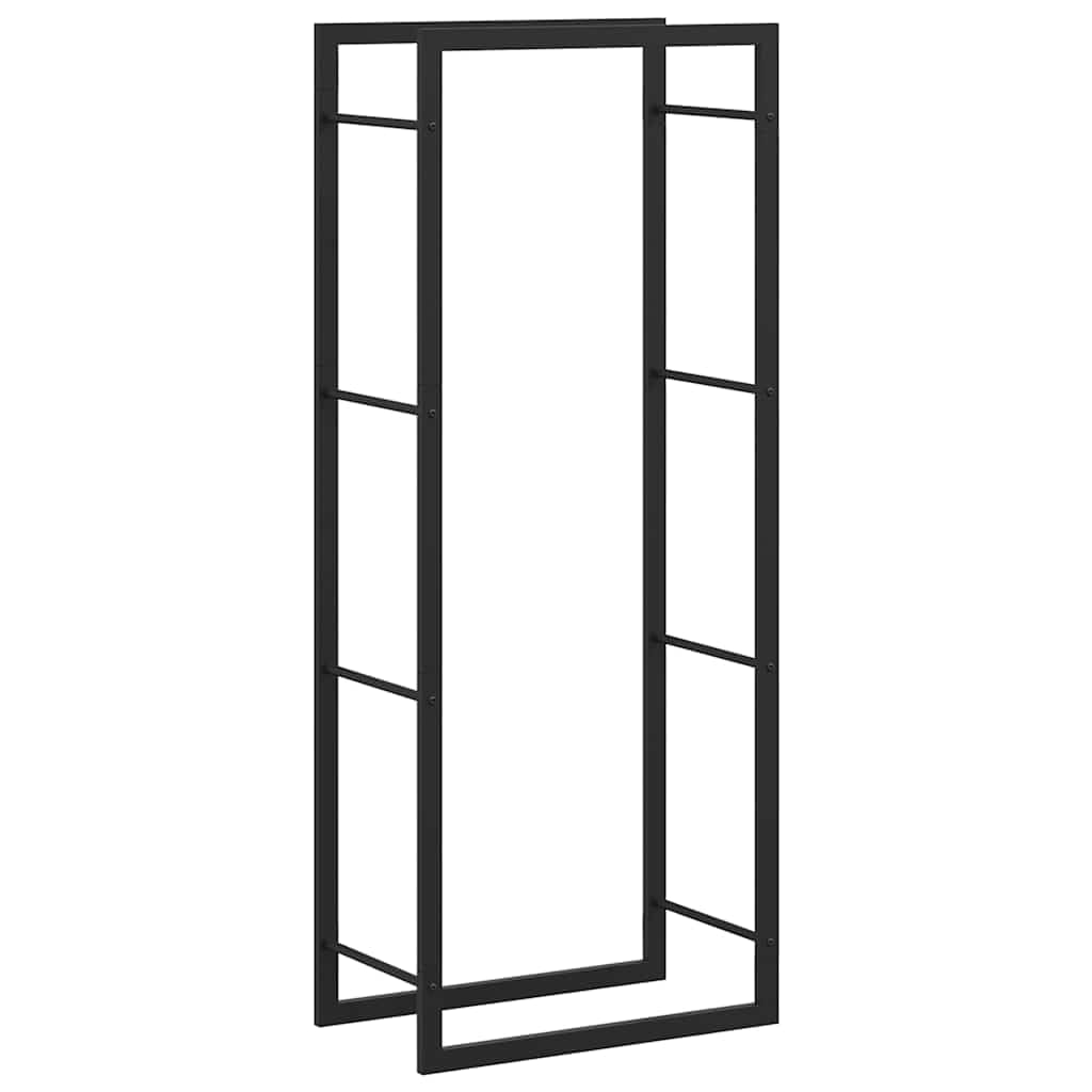 Brennholzregal Mattschwarz 50x28x132 cm Stahl Kaminholzregal für Feuerholz Lagerung, Holzständer für Scheite neben Kamin Ofen Terrasse Garten Schuppen