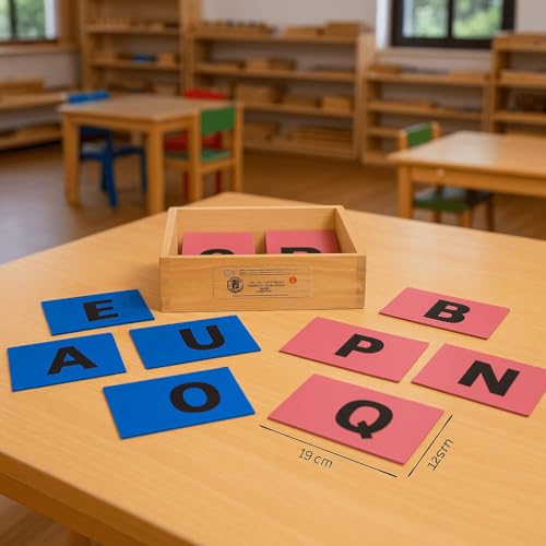 Image of Brilla Montessori Sandpaper Letters Capital, Wooden English Alphabet Tracing Board for Kids, Montessori Preschool Learning Toy, Cursive Alphabet Letters for Writing Practice, Ideal for Kids 3+
