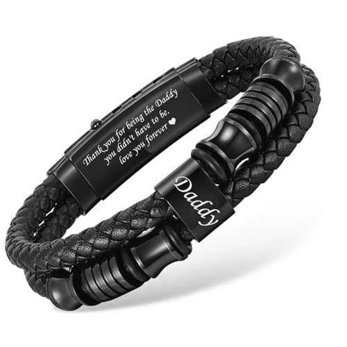 Pulsera de cuero trenzada ajustable para hombre miniatura 1