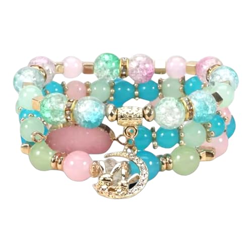 Image of ROYAL NEEDS Fashionable Beaded Multilayer Bracelets for girls and women's. Multicolor flexible crystal Bohemian Stackable Bracelets for women's