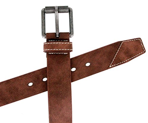 Genuine Leather Stippled Design Casual Belt with Roller Buckle 1-1/2" wide3
