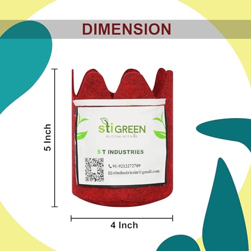 Image of Geo Fabric Grow Bags for Plants 4X5 Inch (Pack of 10) | 400 GSM Heavy Duty UV-Protected Round Maroon Colour Plant Bags for Terrace and Vegetable Gardening | Strong & Reusable|