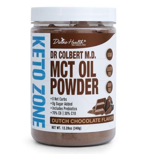 Dr. Colbert's Keto Zone MCT Oil Powder | Dutch Chocolate Flavor | 70% C8 | 30% C10 | All Natural