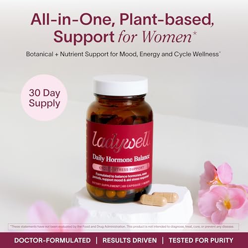 Ladywell Daily Hormone Balance Capsules | Natural Cycle Support for Women | Supports Mood, Bloating, Cramps, Skin Health & Cravings | with Chasteberry, B Vitamins, Ashwagandha, Saffron & More | 60 Ct - Image 3