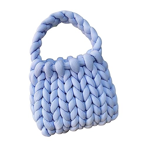 Sac fourre-tout tendance tricoté à la main bleu pour femme moderne