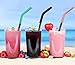 Senneny Set of 5 Stainless Steel Straws with Silicone Flex Tips Elbows Cover, 2 Cleaning Brushes and 1 Portable Bag Included (Black)- 8mm diameter