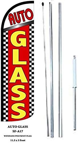 AUTO GLASS King Flag Sign With Complete Hybrid Pole set