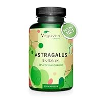 Bio Astragalus Kapseln hochdosiert | Premium: 11.250 mg Pulver aus 750 mg Extrakt (15:1) | 20% Polysaccharide | Laborgeprüft | Vegan - Ohne Zusatzstoffe | Deutsche Produktion Vegavero®