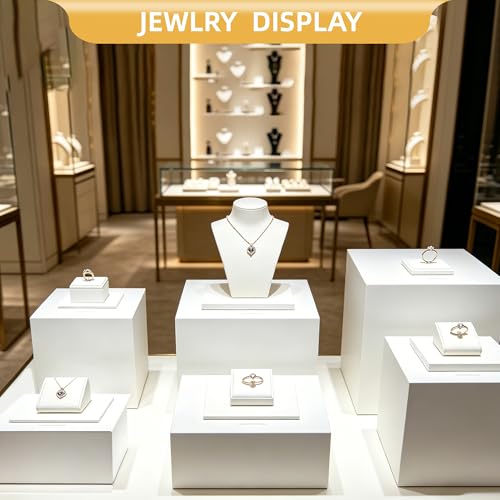 Oubou 3pcs Buffet Risers,Food Risers for Buffet Table Display Stand Shelf for Party Catering Desset Jewelry Collectibles Acrylic Cube Boxes Display Nesting Risers with Hollow Bottoms White by Oubou - Image 5