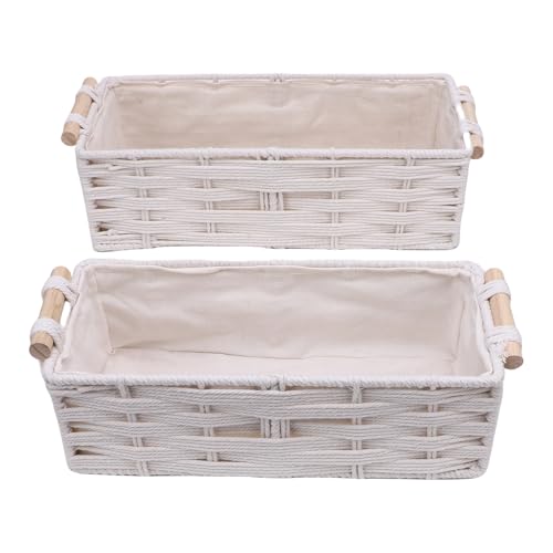 Cesta de almacenamiento tejida boho con asas de algodón para decoración 7