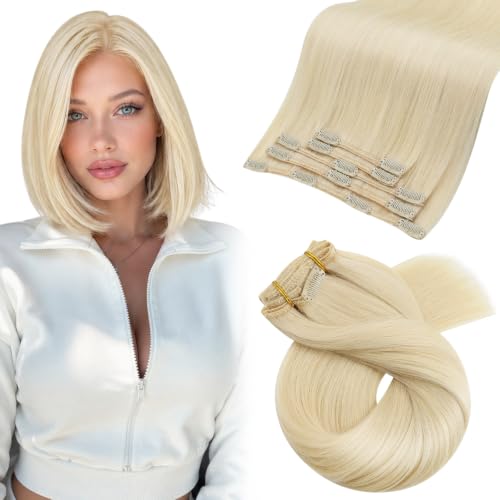 Moresoo Blonde Hair Extensions Clip in Short 12 inch 80g for Short Hair