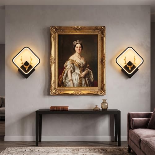 Image of fizzytech LED Deer Head Wall Light, Square Golden Deer Decorative Wall Lamp with 3 Colour Changing Modes for Living Room, Bedroom, Hallway & Home Decor, Pack of 2