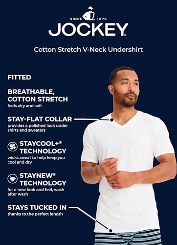 Jockey Men's Undershirt Cotton Stretch V-Neck Undershirt - 3 Pack4
