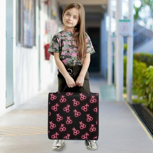 Image of 3 Ring Zipper Binder with Shoulder Strap Pink Neon Cherry 1.5 inch Binders Zip Up Binder Fit 500 Sheets Capacity for School Office Supplies
