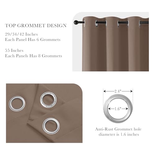 Image of PONY DANCE Basement Window Curtains - Small Window Drapes for Cafe Bedroom Room Darkening Curtain for Bathroom /Nursery /Kitchen, 42 inch Wide x 40 inch Long, 1 Pair, Chocolate Brown