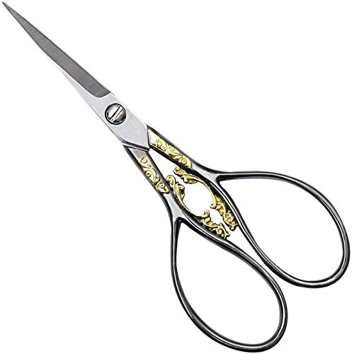 Small Scissors for Office Black Vintage European Auspicious Clouds Steel Sharp Tip Snip Scissors All Purpose for Sewing Embroidery Needlework Art Craft Thread Paper Cutting Supplies BROSHAN