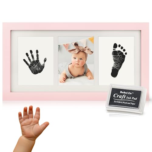 Bubzi Co Baby Handprint Kit & Footprint Photo Frame for Newborn Girls and Boys, Unique Baby Shower Gifts Set for Registry, Memorable Keepsake...