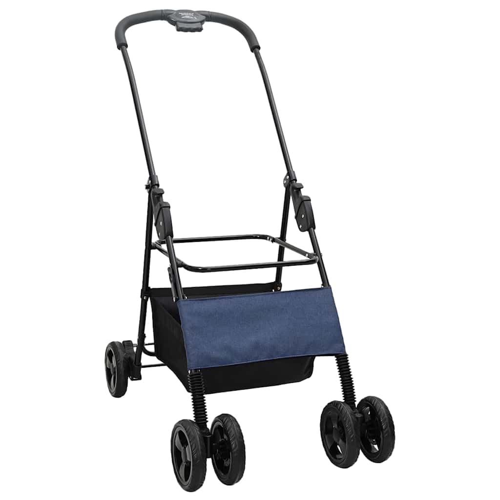 Faltbarer Haustierwagen Blau 81 x 47 x 99 cm Polyester für Hunde Katzen Tragbarer Tierbuggy mit Netz und Regenverdeck ideal für Spaziergänge Reisen Outdoor und Indoor Nutzung