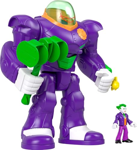 Fisher-Price Imaginext DC Super Friends, The Joker Hammer Mech, 3-inch Action Figure & Accessory Set, 10.5-inch Toy Includes Launcher, Projectile &...