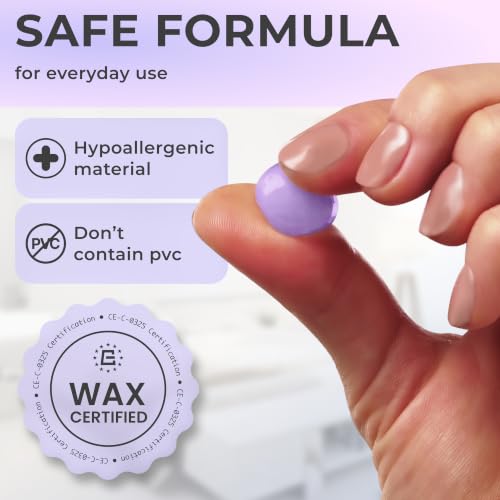 Image of Peace&Quiet PQ Wax Ear Plugs for Sleeping, Swimming - 50 Soft Noise Cancelling Silicone Gel Wax Earplugs for Sleep and Swimmers, Ear Protection with Sound Blocking Level of 32 Db, Lavender