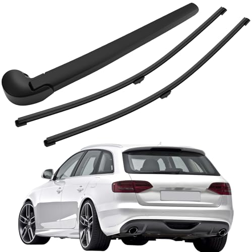 LbsAMP Juego de Limpiaparabrisas Ventana Trasero Compatible para Audi A4 B8 2008-2013 | 2 Piezas Limpiaparabrisas Escobillas Trasero de Coche y 1 Piezas Brazos de Lim-piaparabrisas Reemplazar