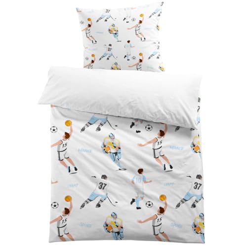 MUSOLEI Housse de Couette Football Basketball 140x200 Enfant Garçon Ado Parure de Lit 1 Personne...