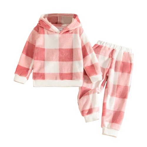 Toddler Baby Girl Clothes Outfits Winter Long Sleeve Waffle Plaid Thicken Sweatshirts Pants Cute Girl Warm Outfits Set