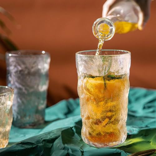 Image of Inovique Enterprises Frosted Clear Water Glass Set of 2 | 350ml Transparent Glacier Water Glass Tumblers for Cold Drinks, Mocktails & Daily Use
