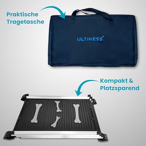 Ultiness® Teleskop-Hunderampe Auto-Hunderampe Hundeautorampe Auto-Kofferraumrampe für Haustiere, Autos, LKWs und SUVs Anti-Rutsch und klappbar Aus leichtem Aluminium Einstiegshilfe Kofferraum