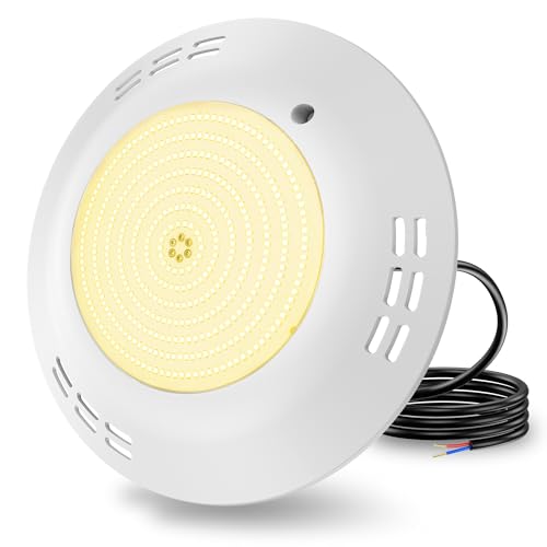 OSREE 35W Projecteur Piscine LED Montage en Surface, 3000K Lampe de Piscine Extra-Plate 2800lm Non Dimmable, Ø275mm, Étanche IP68 Remplie Résine Ampoule pour Piscines...