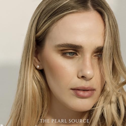 THE PEARL SOURCE 18K Gold 8.5-9mm AAA Quality Round White Akoya Cultured Pearl Stud Earrings for Women Pearl Gifts for Christmas, Holidays and Anniversary3