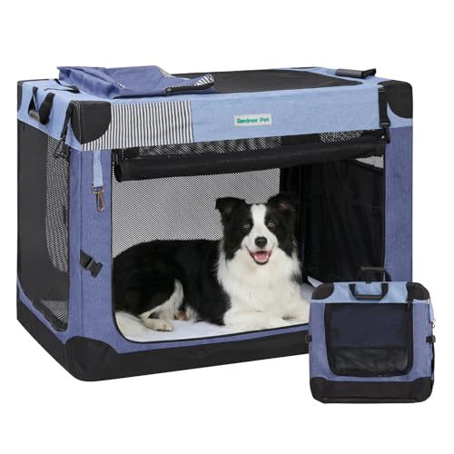 Gardner Pet Soft Collapsible Dog Crate - 36 Inch Portable Travel Dog Crate for Medium/Large Dogs...