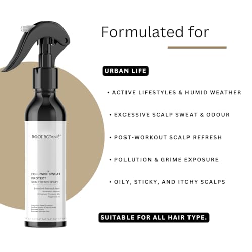 Image of FOLLIWISE Scalp Detox Hair Growth Spray | Reduces Hair Fall, Strengthens Roots & Strands | Sweat Control & Buildup Removal | Rosemary, Niacinamide, Neem & Peppermint | 100ml | All Hair Types