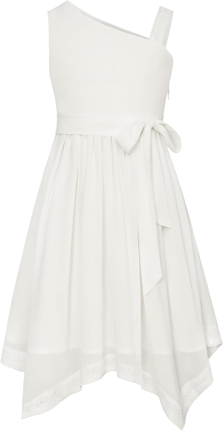 GRACE KARIN Vestido de un solo hombro para niñas, vestido de lentejuelas, vestido de princesa elegante