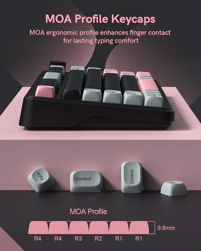 Image of Dye Sublimation PBT Keycap for Mechanical Keyboard, MOA Profile, 126 Keys, Custom Keyboard Keycaps Set, Compatible with MX Cherry Switches and ANSI, 60% /75% /96% /104% Layout, Black & Pink
