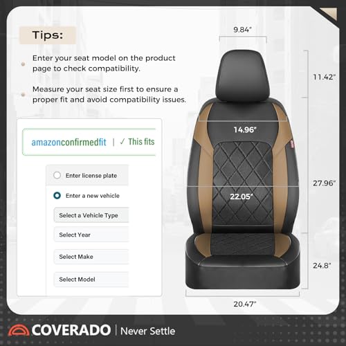 Image of Coverado Car Seat Covers, Seat Covers Full Set, 5 Seats Automotive Seat Cover, Mesh Breathable Seat Protectors, Universal Fit for Most Cars