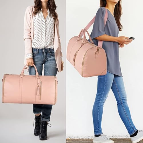 Styleushaven Foldable Travel Bag 2.0, 2-in-1 Large Capacity PU Leather Duffle, Waterproof Design, Toiletry Pocket, Easy to Use with Detachable Shoulder Strap, for Travel (White)3